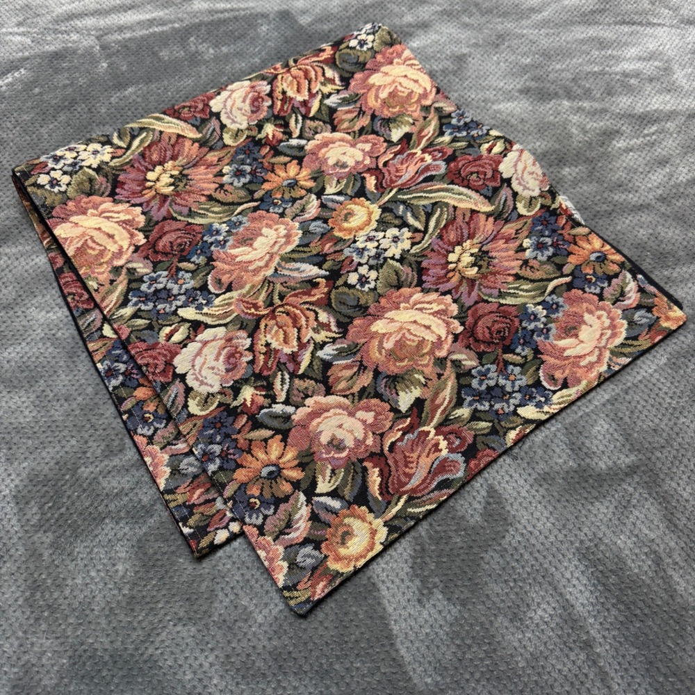 Pier 1 Imports Floral Tapestry Table Runner Multi Color Woven Cotton 16x68"